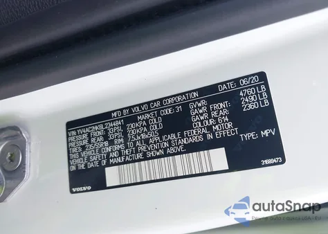 2020 Volvo Xc40 T4 Momentum from USA, damaged, VIN YV4AC2HK6L2344841